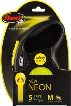 Flexi New Neon Tape - Hondenriem - Geel/Zwart - M - 5 M - (<25 Kg) -Honden Benodigdheden Verkoop 808x1200 5