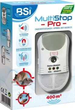 BSI - Multistop Pro - Ongedierteverjager Met 3-voudige Werking: Ultrasoon + Elektromagnetisch + Ioniserend - Ongediertebestrijding - Onhoorbaar Voor Mens - Bereik Tot 300 M² -Honden Benodigdheden Verkoop 823x1200 1