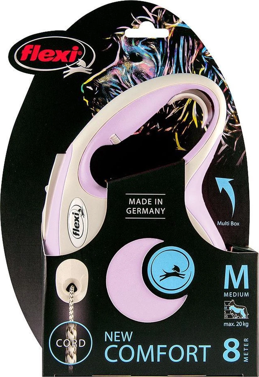 Hondenriem - Looplijn - FLEXI Rollijn NEW COMFORT Koord - M - Rose - 8 Meter 6 Hondenriem - Looplijn - FLEXI Rollijn NEW COMFORT Koord - M - Rose - 8 Meter - Afbeelding 4