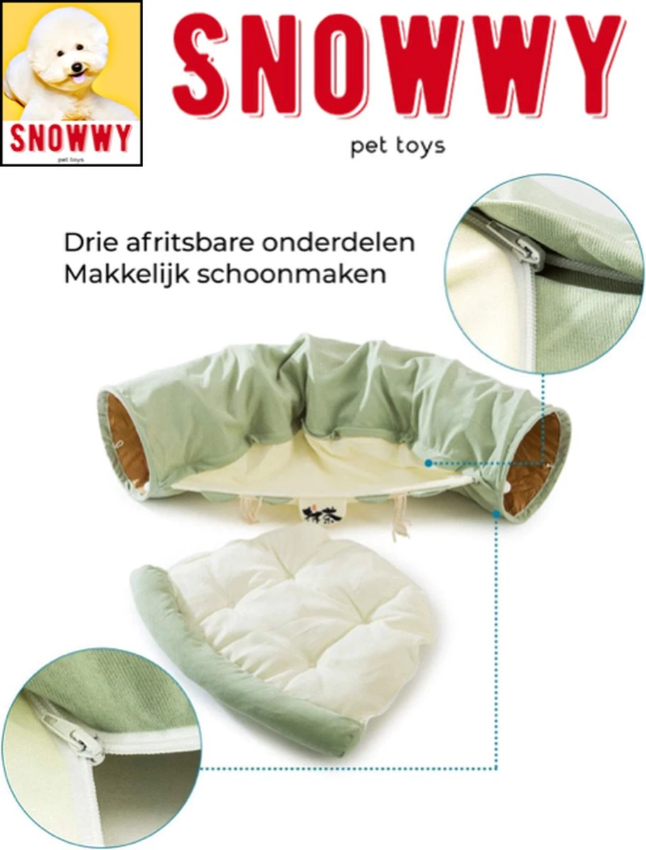 SNOWWY - Kattentunnel Met Kattenmand In één - Origineel En Uniek Design - Kattenhuis - Kattenhuis - Kat Kussen - Kattenbed - Matcha Groen 4 SNOWWY - Kattentunnel Met Kattenmand In één - Origineel En Uniek Design - Kattenhuis - Kattenhuis - Kat Kussen - Kattenbed - Matcha Groen - Afbeelding 2