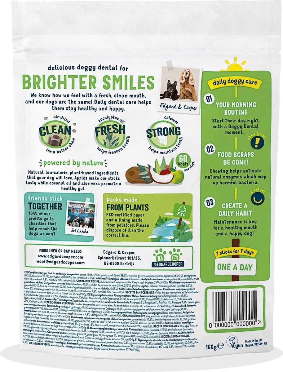 Edgard & Cooper Doggy Dental Sticks Appel - Eucalyptusolie Medium 4 Edgard & Cooper Doggy Dental Sticks Appel - Eucalyptusolie Medium - Afbeelding 3