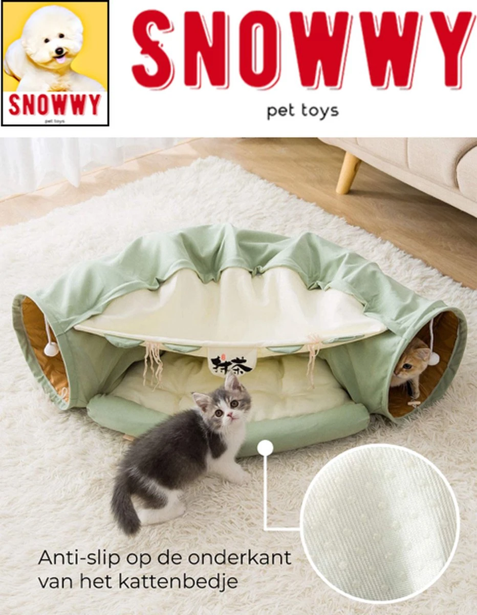 SNOWWY - Kattentunnel Met Kattenmand In één - Origineel En Uniek Design - Kattenhuis - Kattenhuis - Kat Kussen - Kattenbed - Matcha Groen 8 SNOWWY - Kattentunnel Met Kattenmand In één - Origineel En Uniek Design - Kattenhuis - Kattenhuis - Kat Kussen - Kattenbed - Matcha Groen - Afbeelding 6