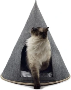 Grey Cat® - Kattenmand - Tipi Kattentent + Kussen - Vilt – Donkergrijs - Ø 57 Cm X 60 Cm -Honden Benodigdheden Verkoop 952x1200 3