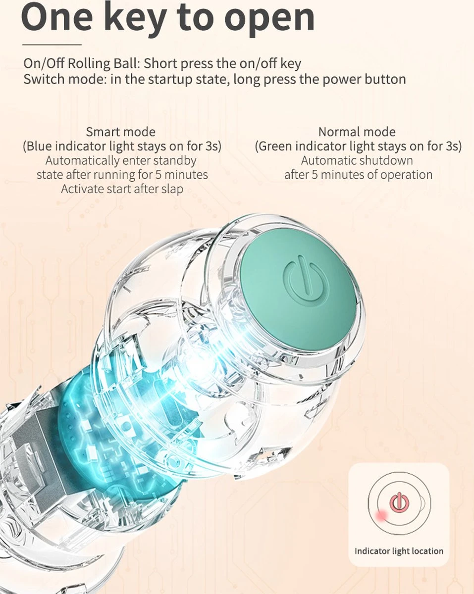 Merkloos Pecute® Elektrische Speelbal - Slimme Interactieve Zelfrollende Bal - Kat En Hond Speelgoed - Kattenspeelgoed - Blauw 7 Merkloos Pecute® Elektrische Speelbal - Slimme Interactieve Zelfrollende Bal - Kat En Hond Speelgoed - Kattenspeelgoed - Blauw - Afbeelding 5