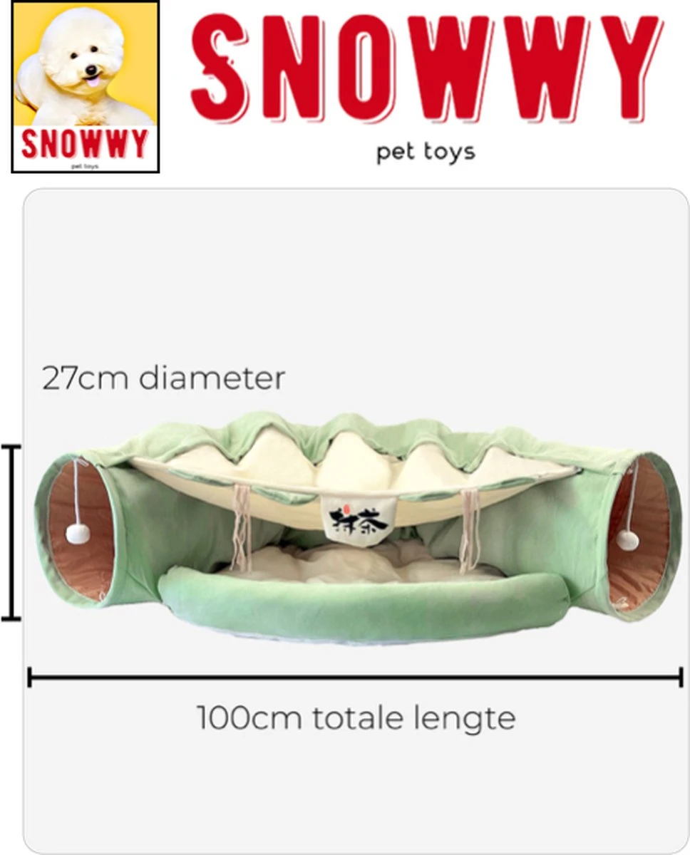 SNOWWY - Kattentunnel Met Kattenmand In één - Origineel En Uniek Design - Kattenhuis - Kattenhuis - Kat Kussen - Kattenbed - Matcha Groen 9 SNOWWY - Kattentunnel Met Kattenmand In één - Origineel En Uniek Design - Kattenhuis - Kattenhuis - Kat Kussen - Kattenbed - Matcha Groen - Afbeelding 7