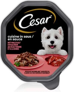 Cesar Cuisine Honden Natvoer - Kalf & Kalkoen In Saus - 14 X 150 Gr -Honden Benodigdheden Verkoop 969x1200 1