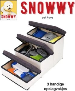 SNOWWY - Hondentrap Met Opslagruimte - Honden Loopplank Met Handige Opslagvakje - Hondenloopplanken - Inklapbaar - Huisdier Opstap - Hondentrapje - Grijs -Honden Benodigdheden Verkoop 999x1200 18